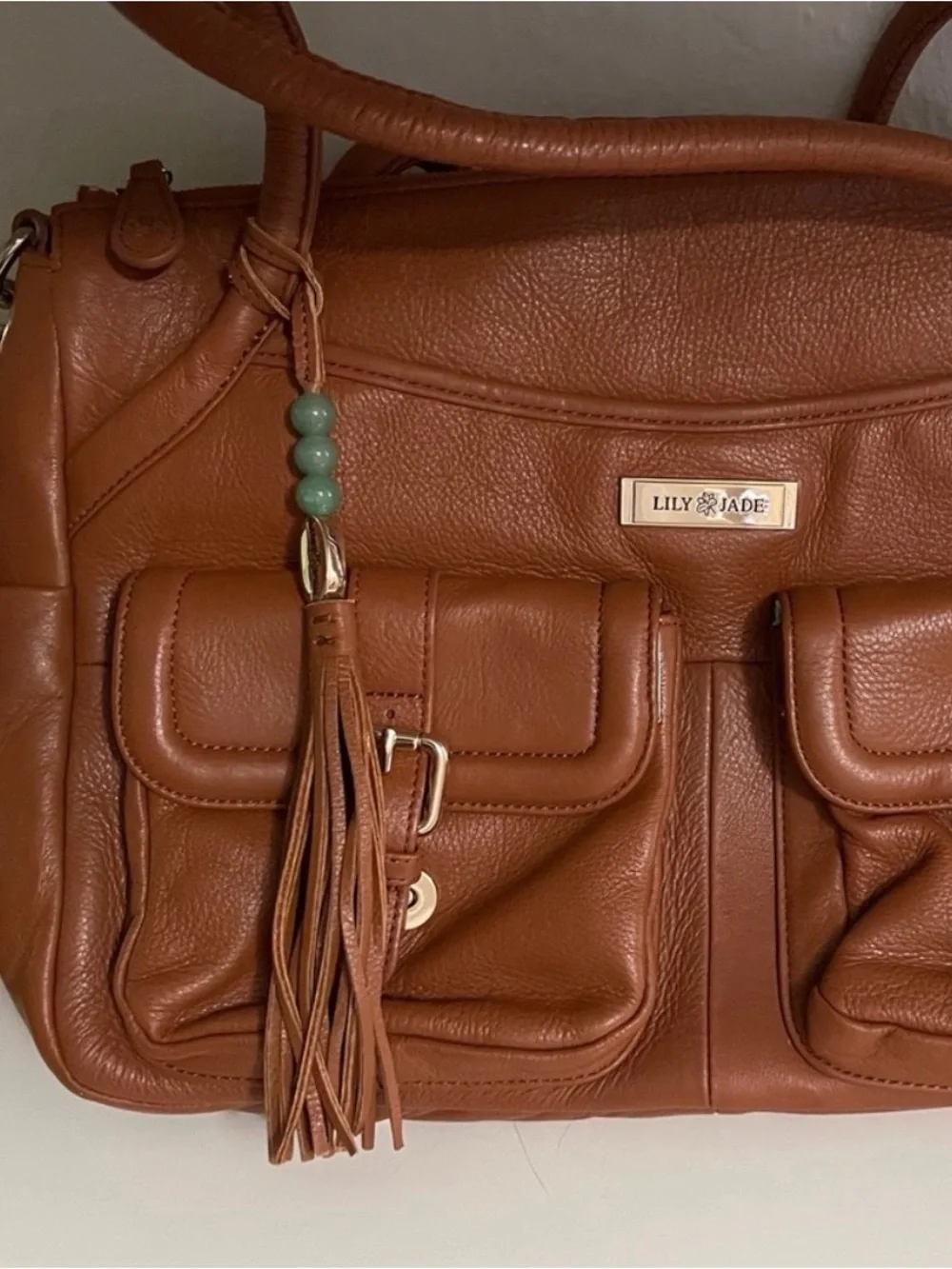 Structured Tan Bag with Exterior Pockets Lily & Jade Elizabeth in Congac